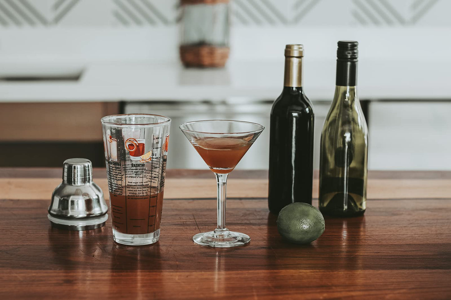16 ounce Whiskey Recipes Printed Glass Cocktail Shaker Q-GM22650
