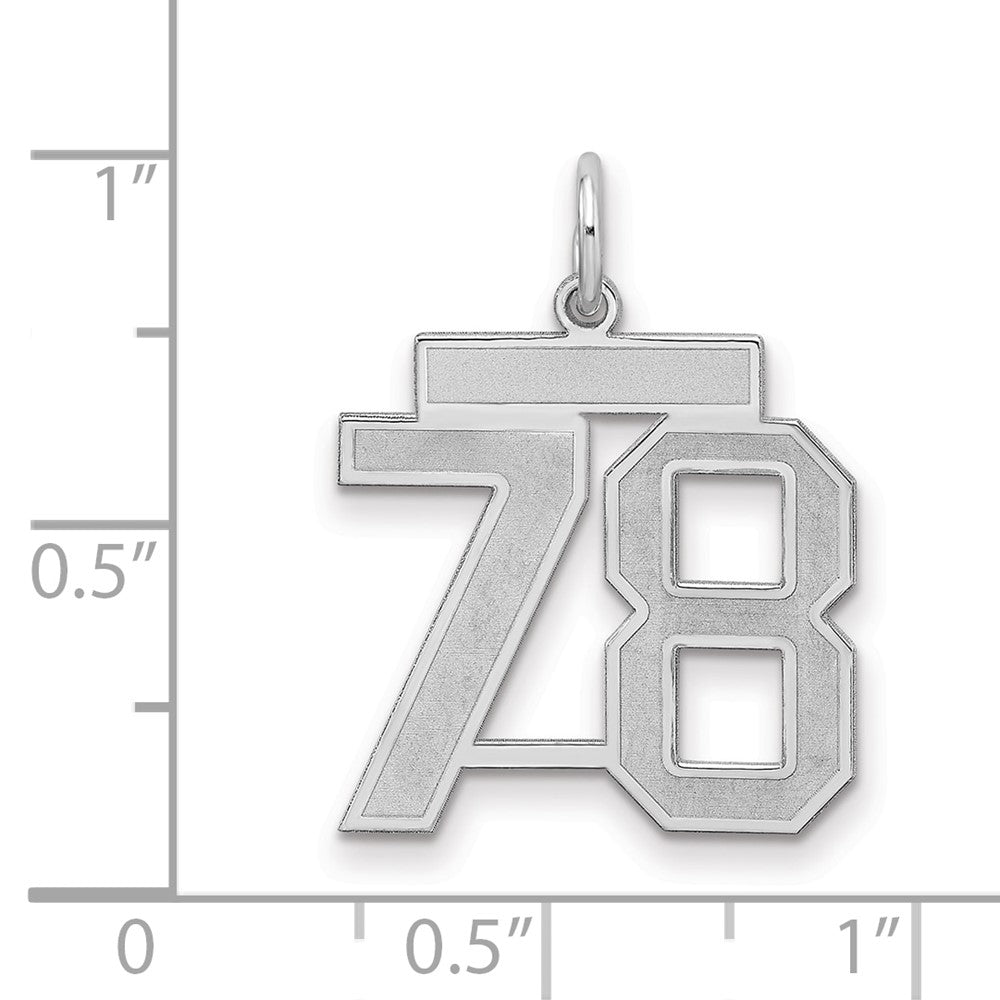 Sterling Silver/Rhodium-plated Satin Number 78 Charm