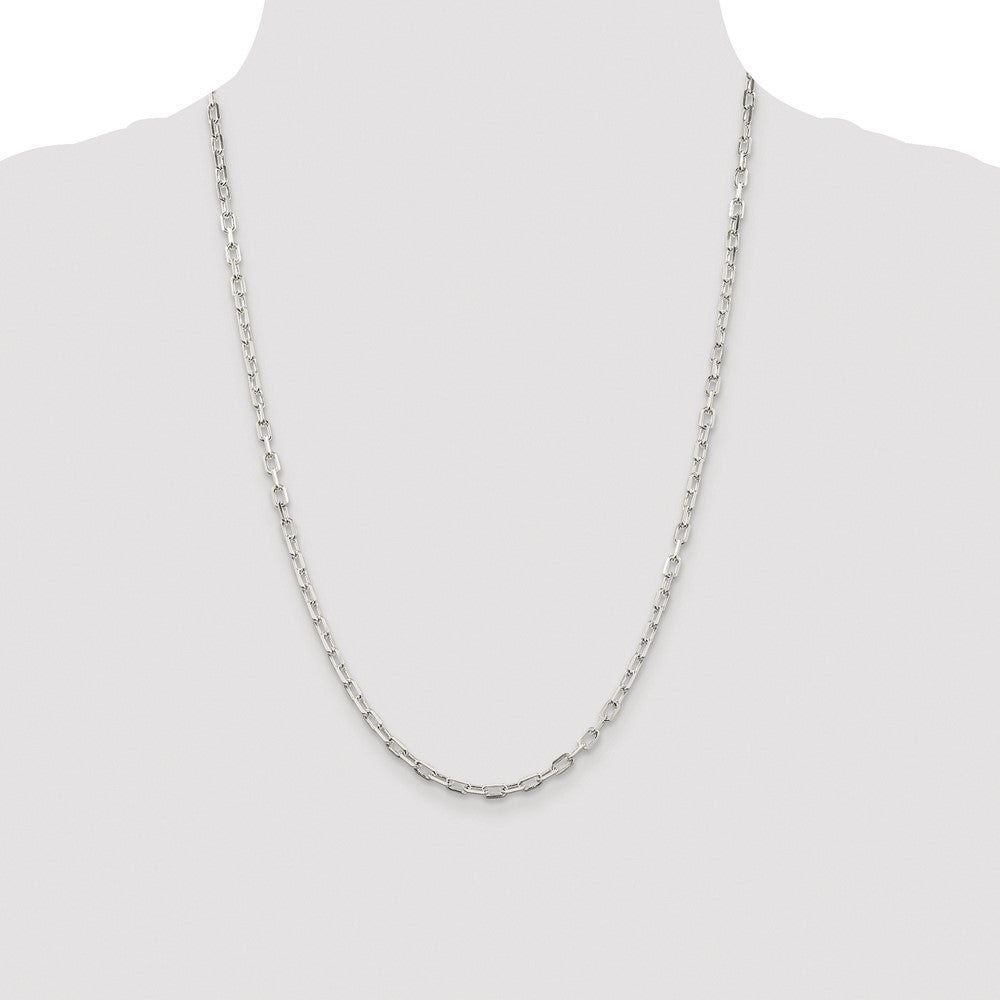 Sterling Silver Rhodium-plated 3.75mm Diamond-cut Long Link Cable Chain
