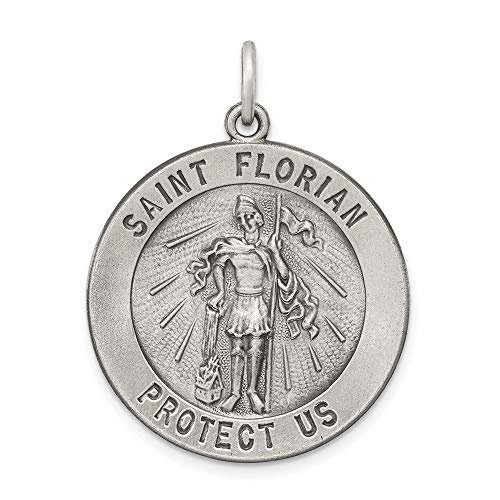 Sterling Silver Antiqued Saint Florian Medal