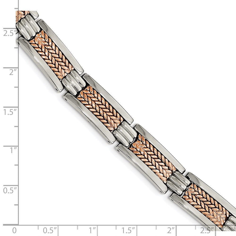 Stainless Steel Polished Rose IP-plated 8.5in Bracelet 8.5 inches