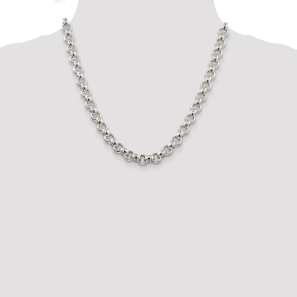 Sterling Silver 9.5mm Semi-solid Rolo Chain 20 Inches