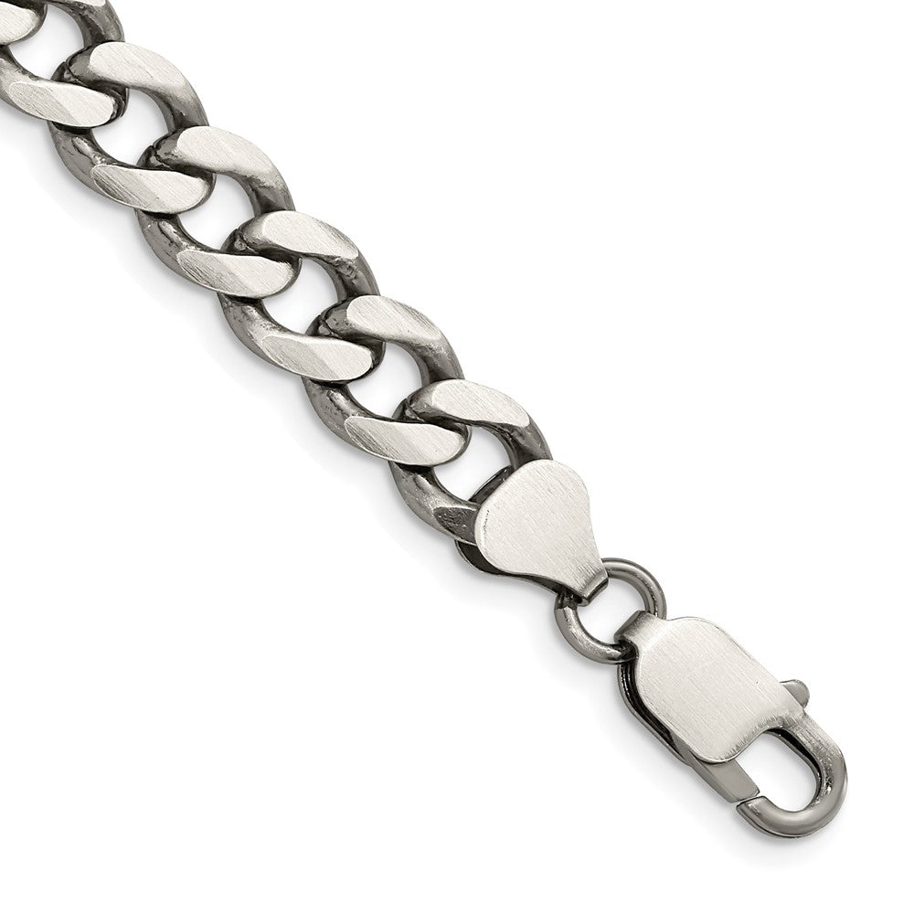 Sterling Silver Antiqued 8.3mm Curb Chain 8 inches