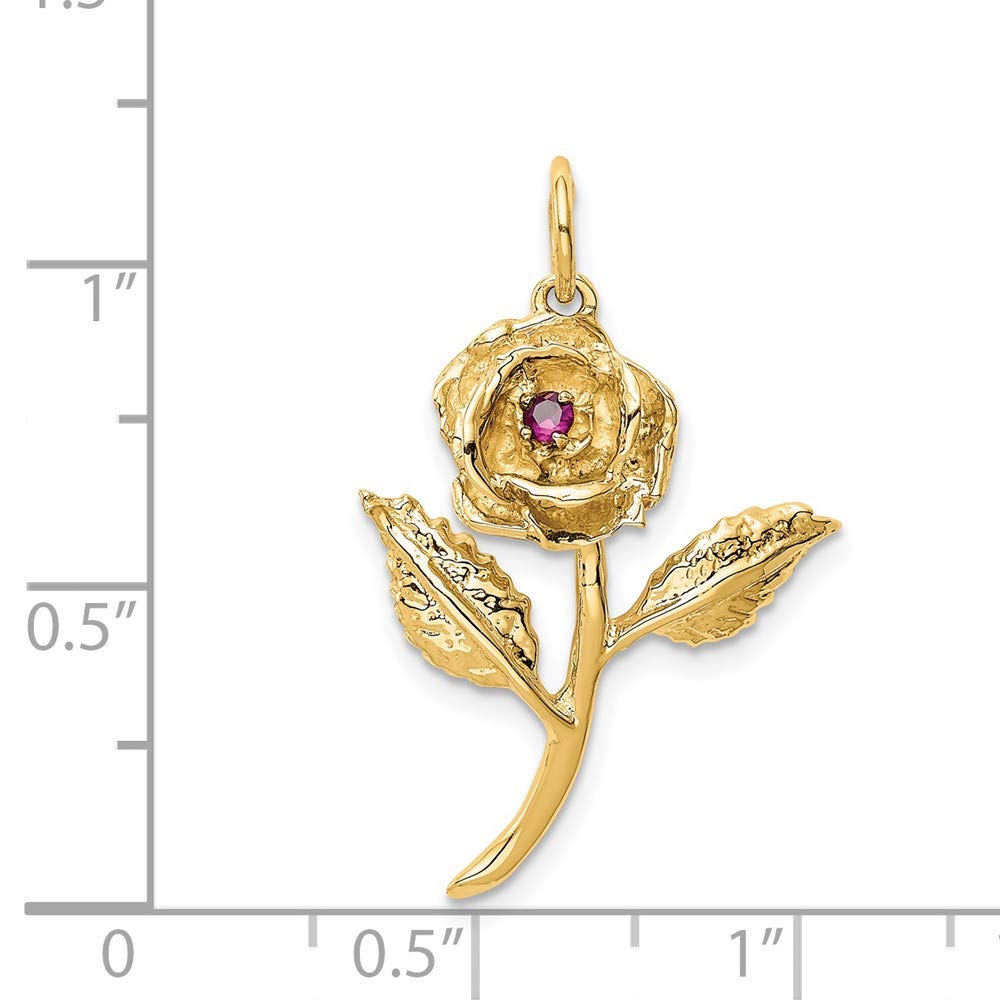 14k CZ Rose Charm Yellow Gold