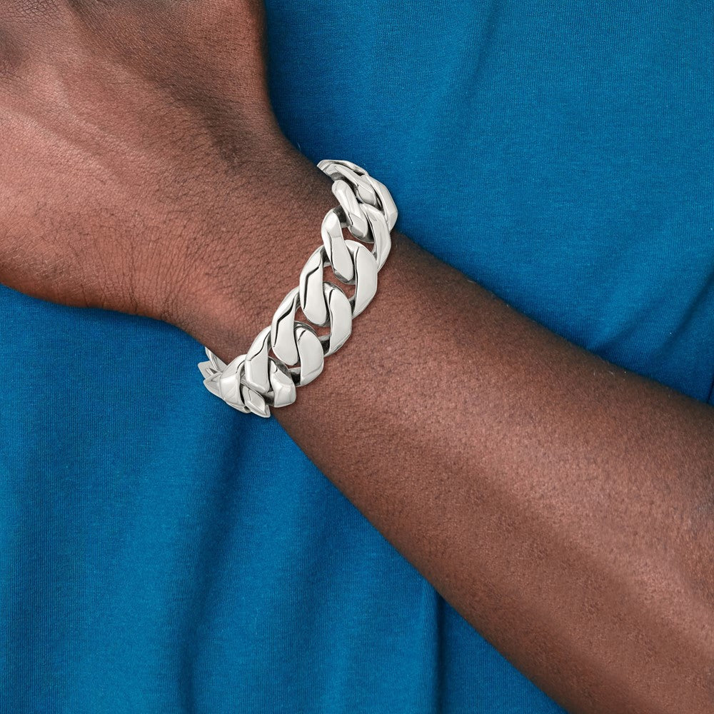 Chisel Stainless Steel Polished 9 inch Fancy Curb Bracelet 9 inches