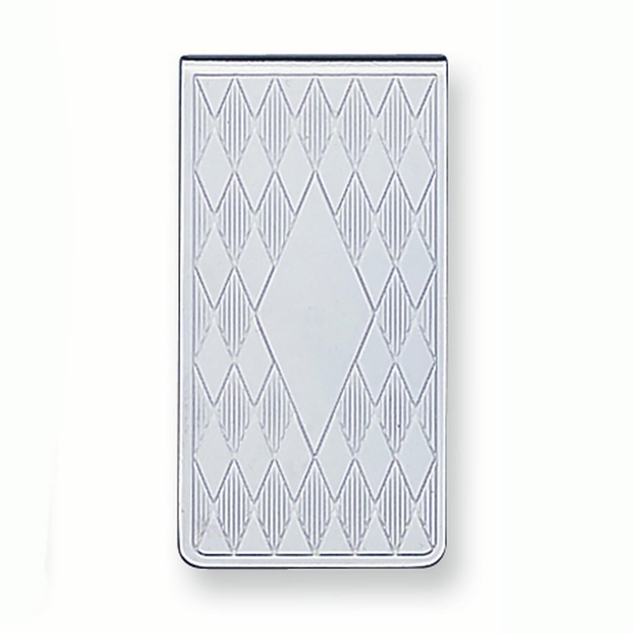 Silver-tone Harlequin Pattern Money Clip with Engraving Area QGM2718
