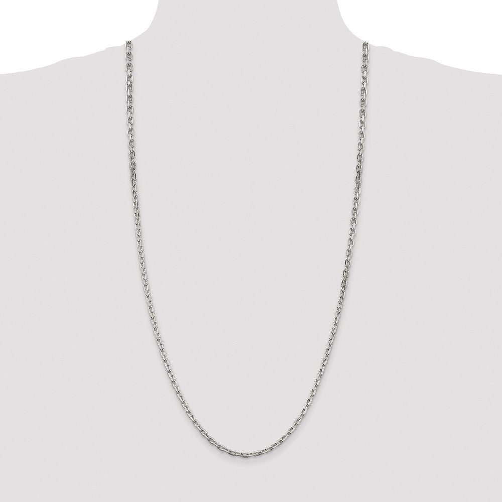 Sterling Silver Rhodium-plated 3.95mm Beveled Oval Cable Chain