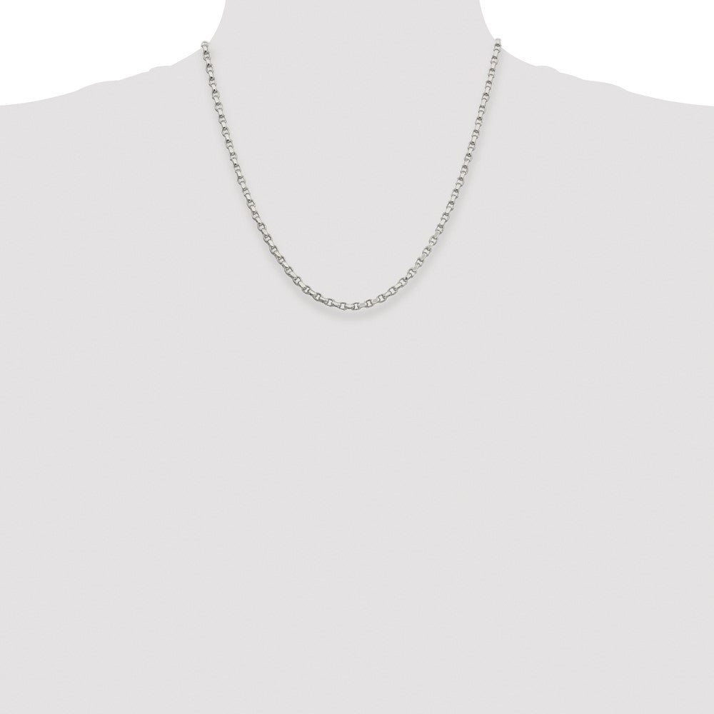 Sterling Silver Rhodium-plated 3.5mm Diamond-cut Rolo Chain
