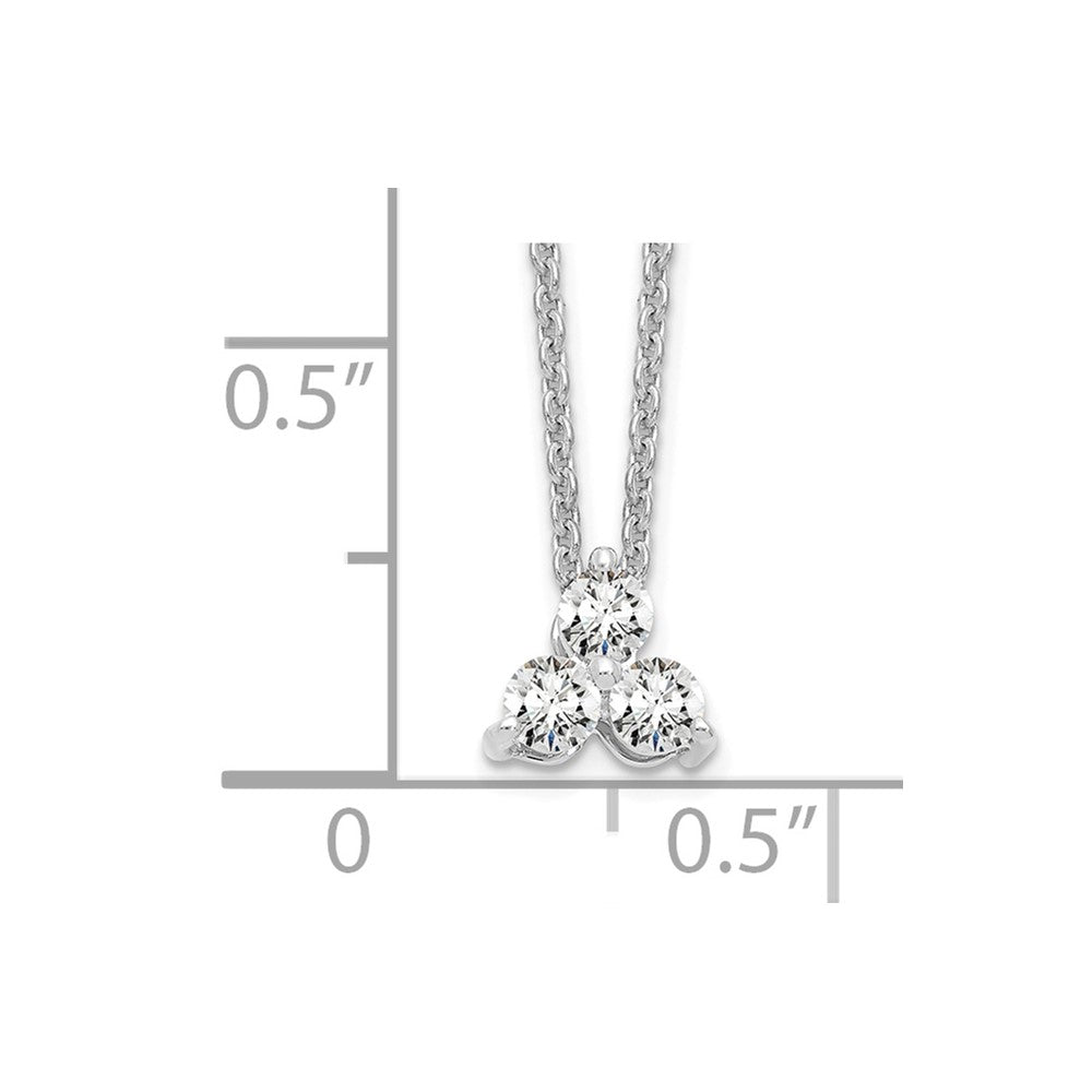 True Origin 14K White Gold 1/4 carat Lab Grown Diamond VS D E F Three Stone 18 inch Necklace