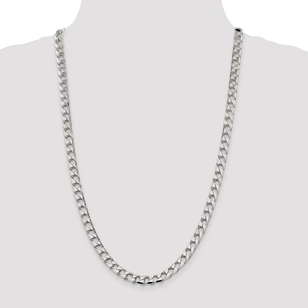 Sterling Silver 7.2mm D/C Square Curb Chain 26 Inches
