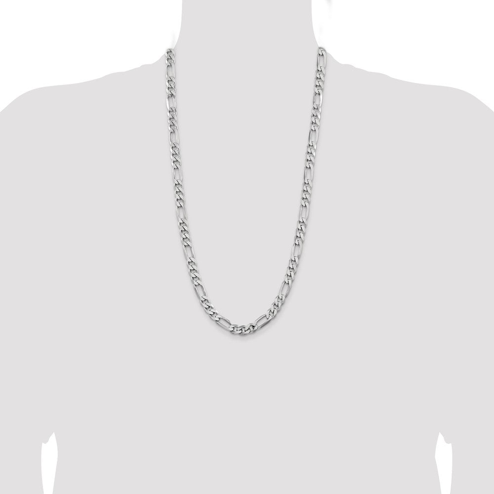 Sterling Silver Rhodium-plated 7.75mm Figaro Chain 28 Inches