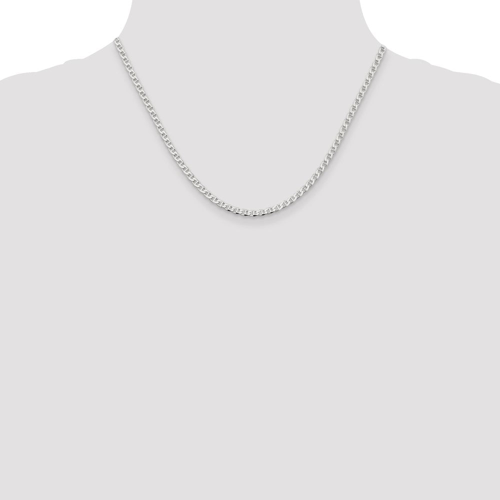 Sterling Silver 3.15mm D/C Flat Anchor Curb Chain 18 Inches