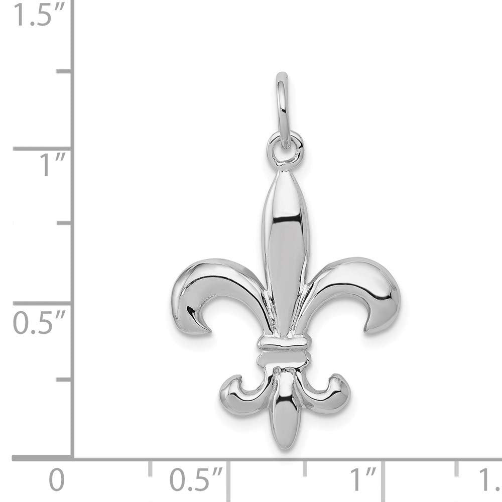 14k White Gold Solid Polished 3-D Fleur de Lis Charm