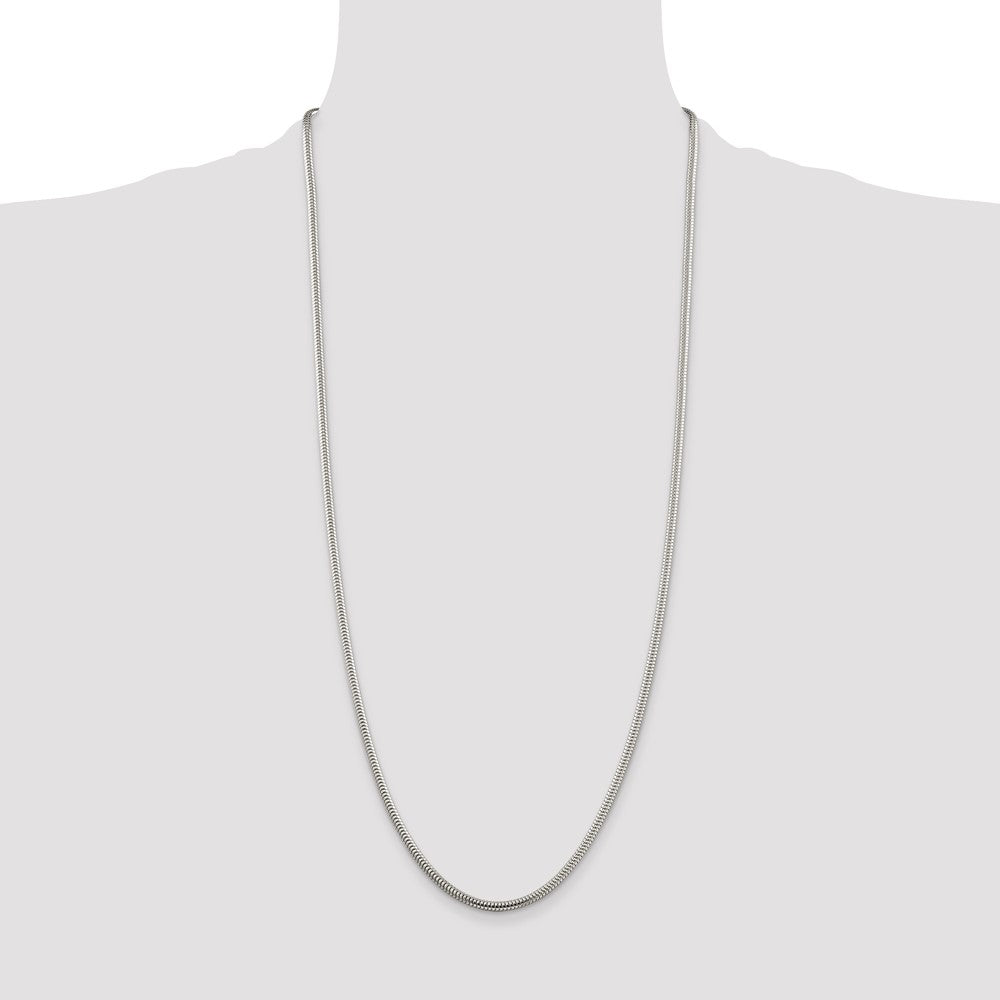 Sterling Silver 3mm Round Snake Chain 30 Inches