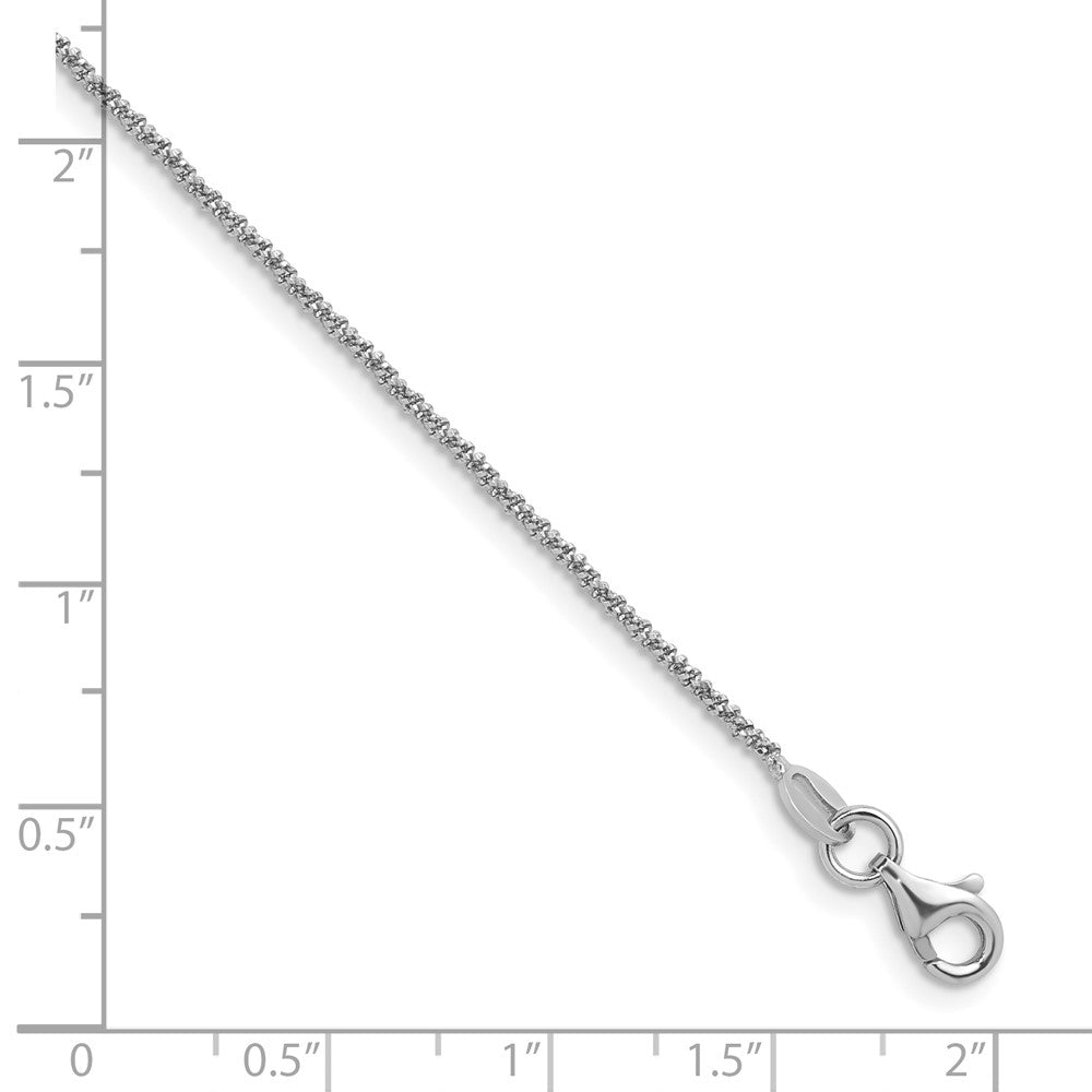 Sterling Silver Platinum-Plated Fancy Glitter 16 inch with a 2 inch extention Italian Rope Chain