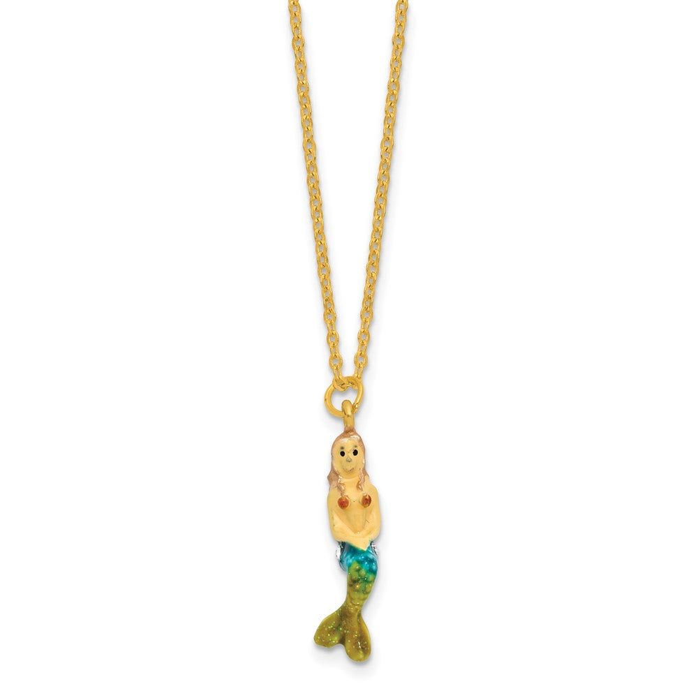 Luxury Giftware by Jere Bejeweled NERISSA Mermaid on Coral Trinket Box with Matching 18 inch Necklace