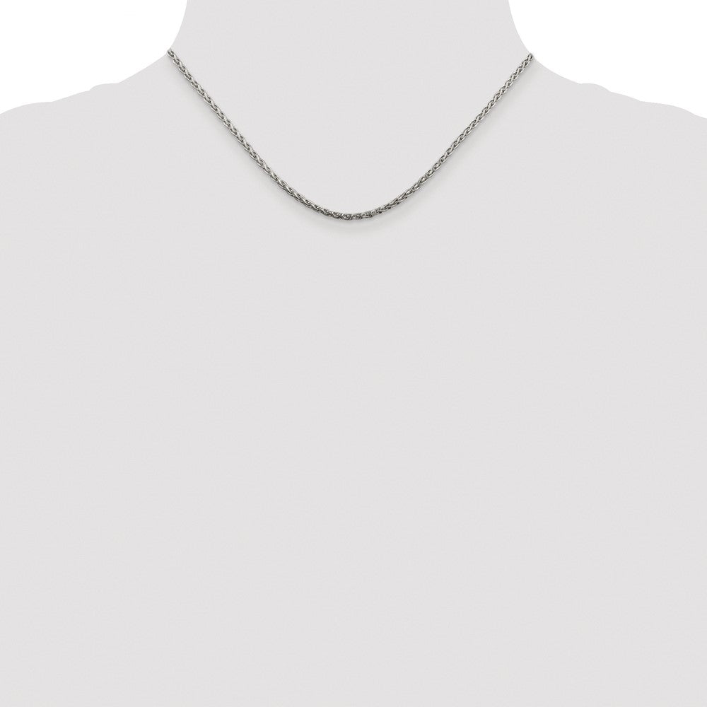 Sterling Silver Rhodium-plated 2mm Diamond-cut Spiga Chain