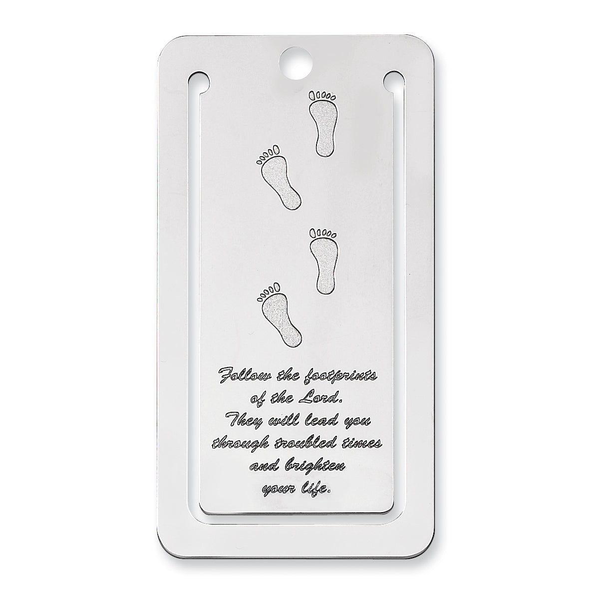 Sterling Silver Rhodium-plated Footprints Poem Book Mark with Tassel QQQ389