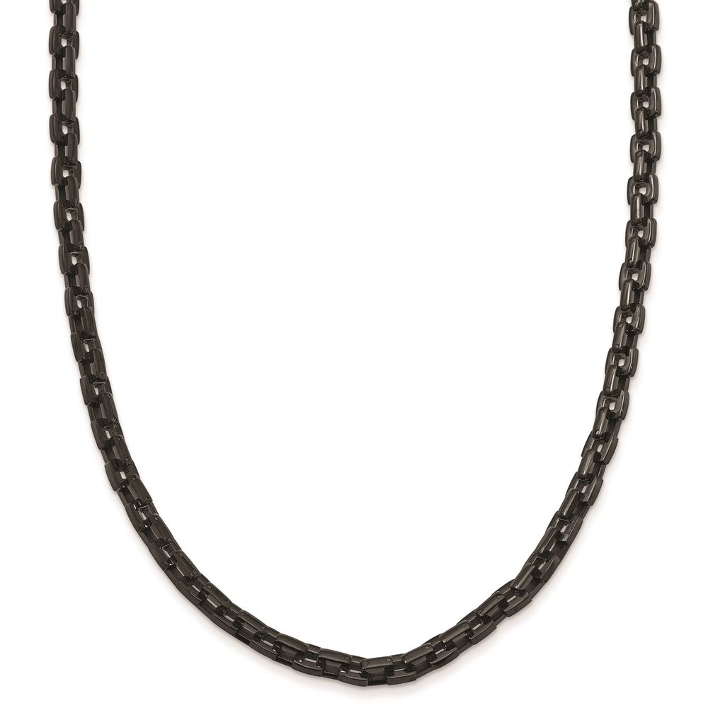 Stainless Steel & Black IP 6mm Square Link 24 Necklace