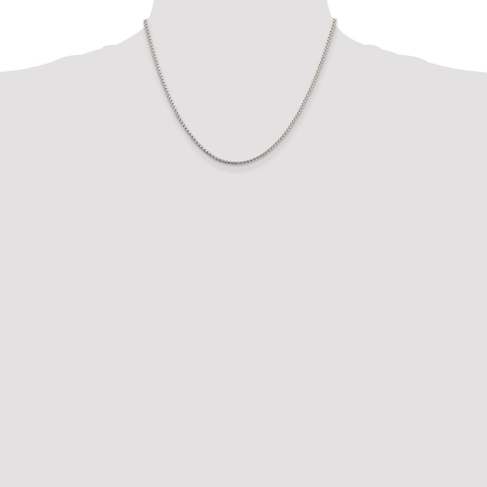 Sterling Silver 2mm Round Box Chain 18 Inches
