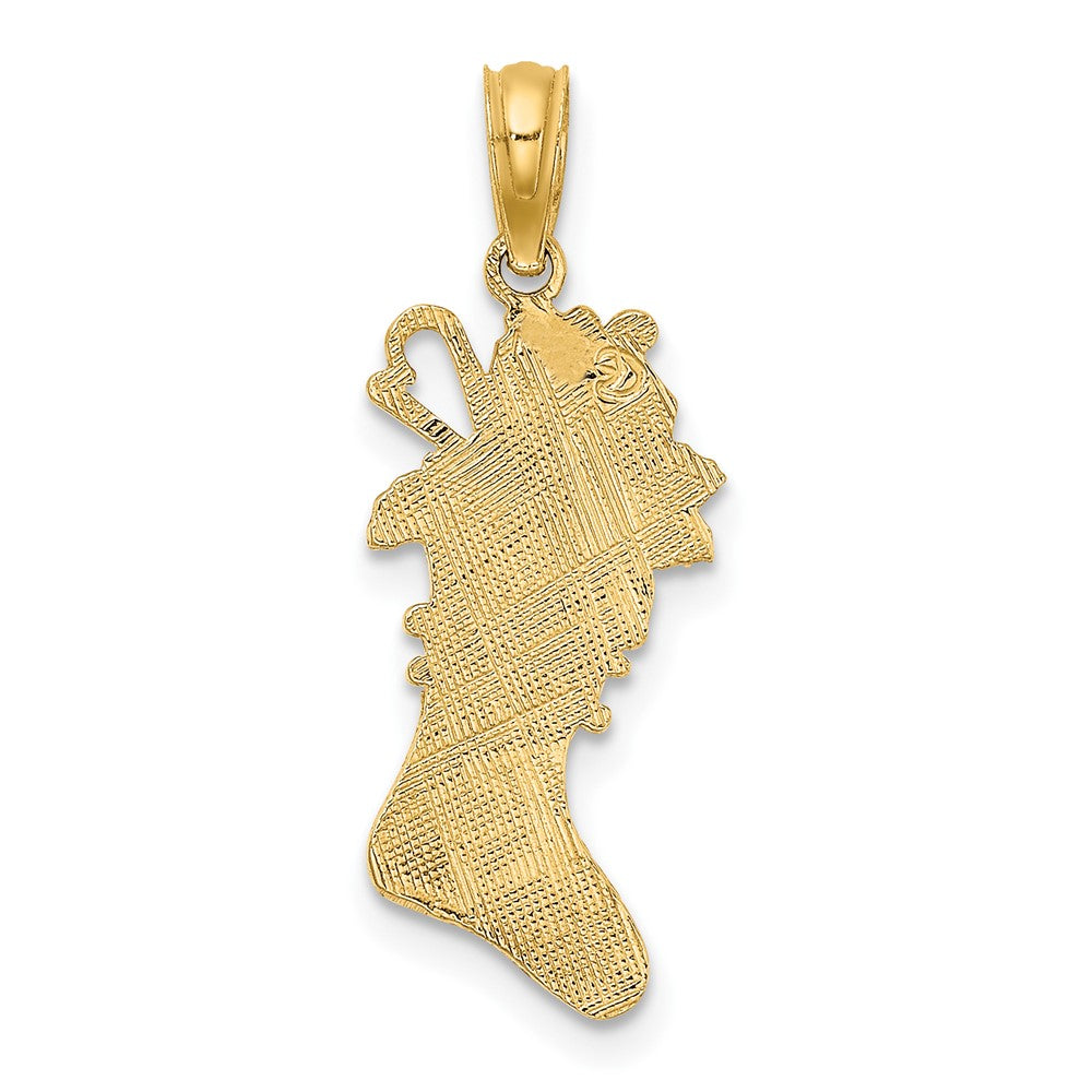 10K Polished Christmas Stocking Pendant
