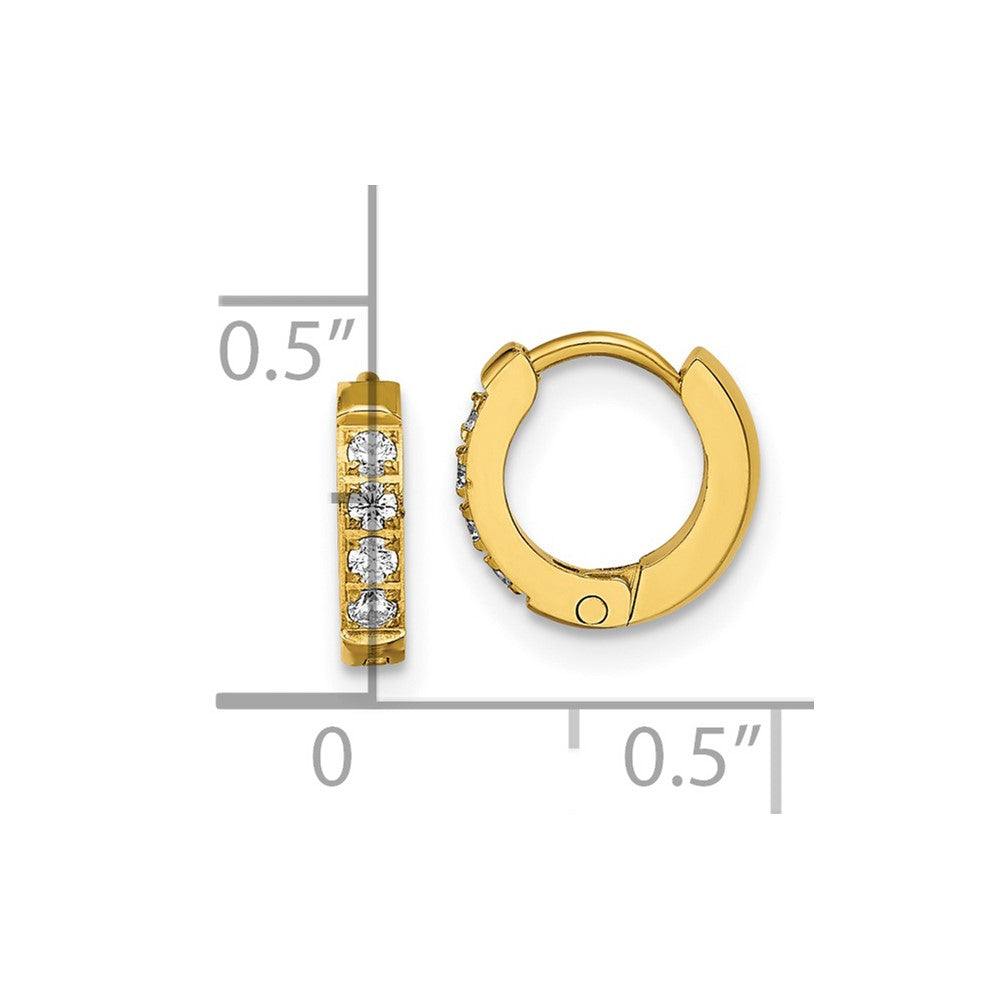 Stainless Steel Polished Yellow IP Preciosa Crystal Hinged Hoop Earrings