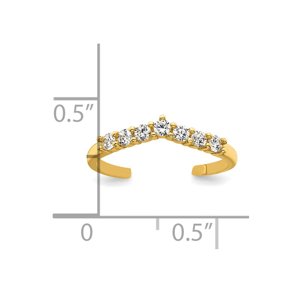 10k Polished White CZ Open Back Toe Ring