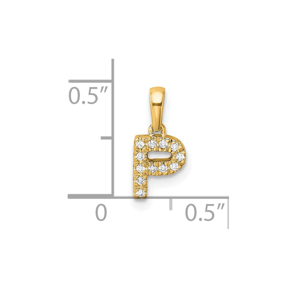 14K Diamond Letter P Initial with Bail Pendant