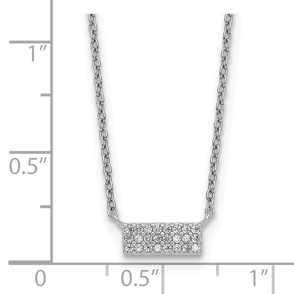 Sterling Silver Rhodium-plated Polished CZ Bar 17.5 Inch Necklace