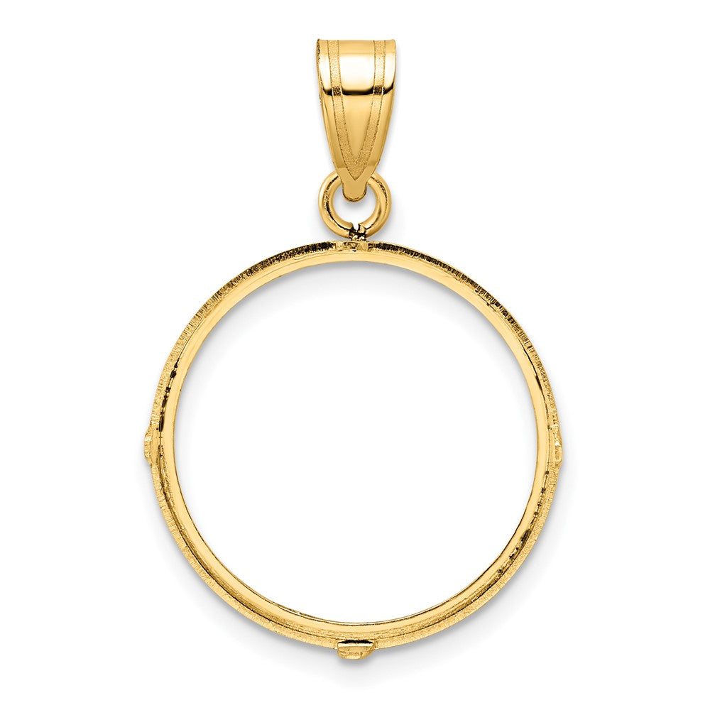 Wideband Distinguished Coin Jewelry 14k Polished and Diamond-cut 19.5mm Prong Coin Bezel Pendant