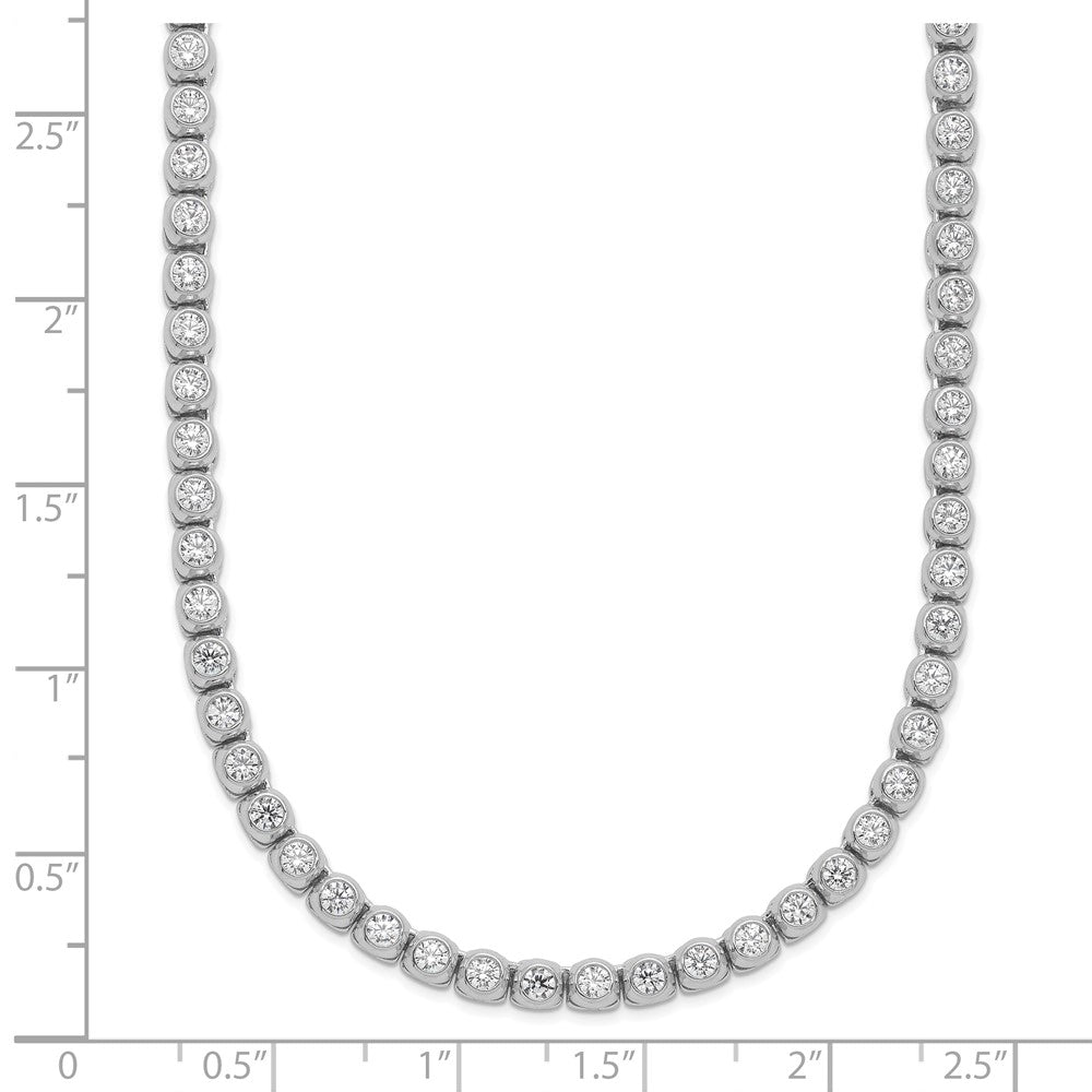 Sterling Shimmer Sterling Silver Rhodium-plated Bezel Set 2.3mm CZ 115 Stone 17 inch Necklace 17 Inches