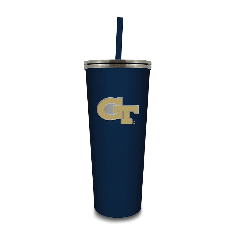 Georgia Tech Stainless Steel 24 ounce Skinny Tumbler with Straw