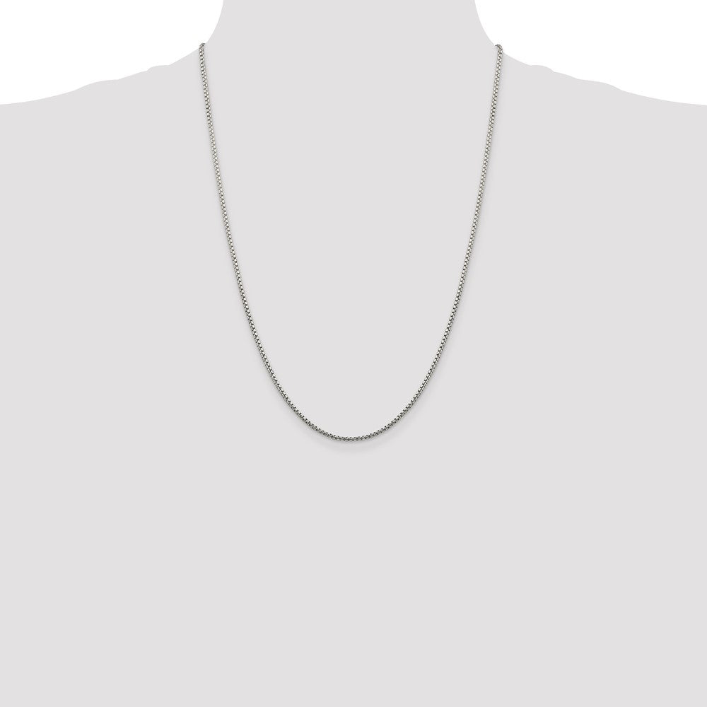 Sterling Silver 1.75mm Diamond-cut Round Box Chain 24 Inches