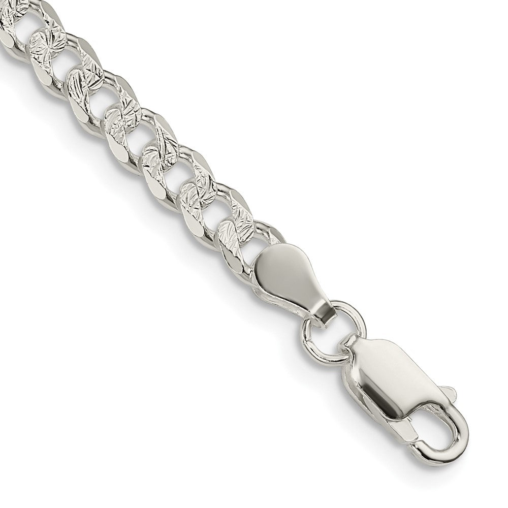 Sterling Silver 4.5mm Pav‚ Curb Chain 7 inches