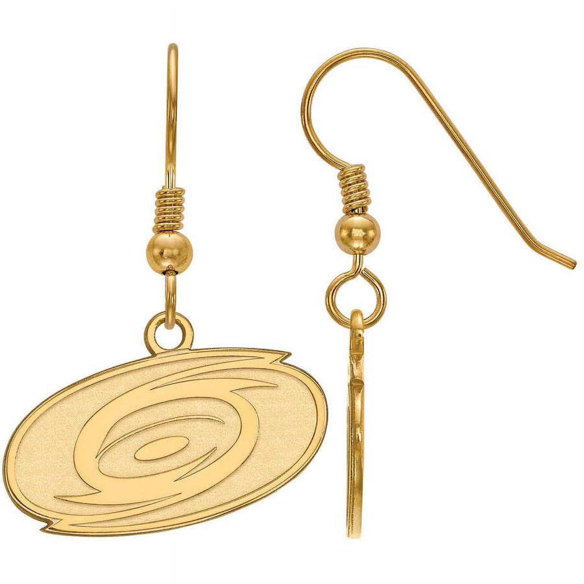 Sterling Silver Gold Plated NHL LogoArt Carolina Hurricanes Dangle Earrings