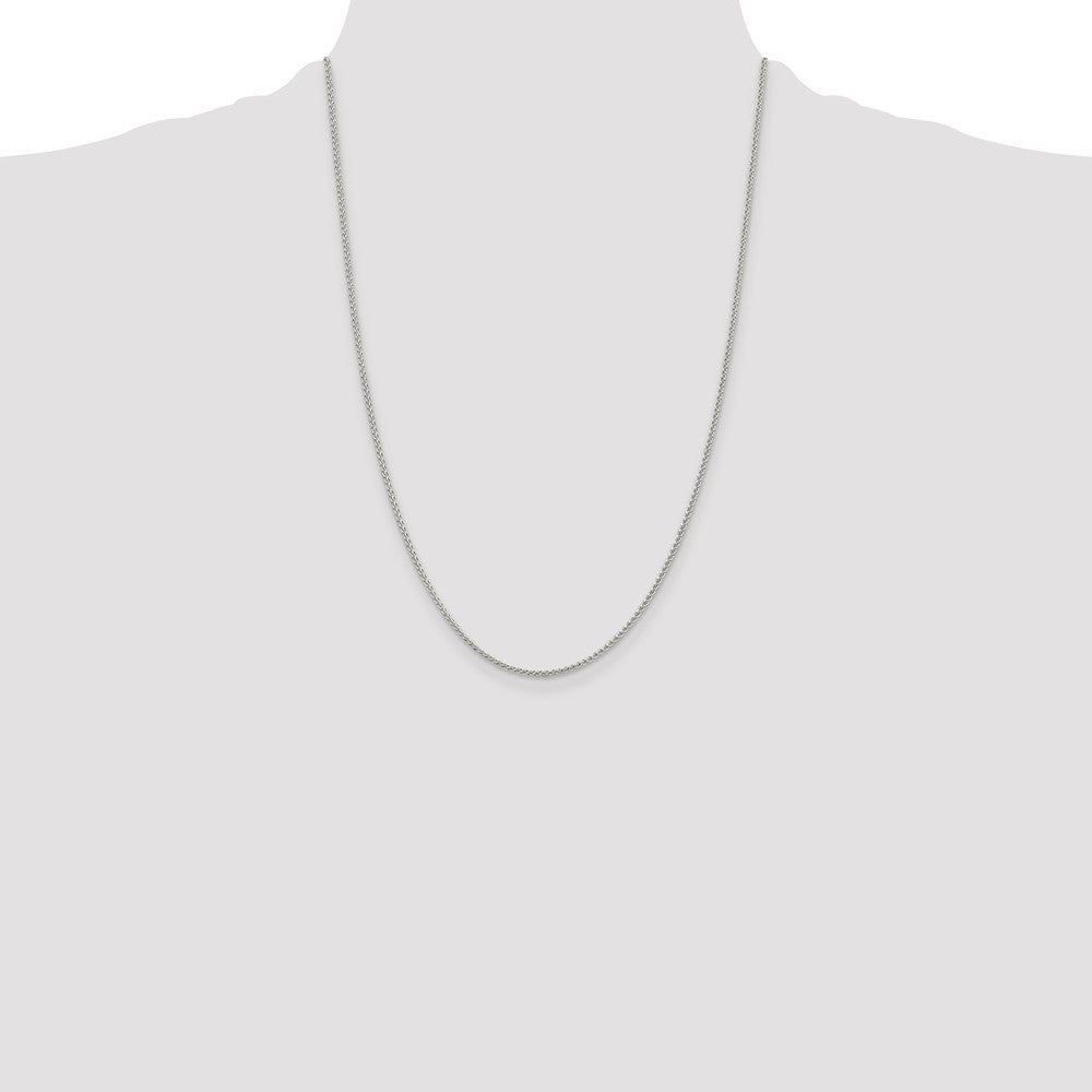 Sterling Silver Rhodium-plated 1.5mm Round Spiga Chain 24 Inches