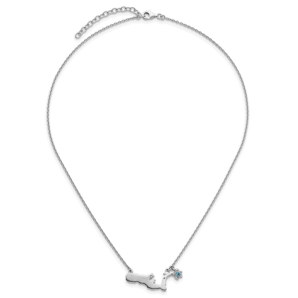 Sterling Silver Crystal Turtle Cayman Island 16 +1.75in Necklace