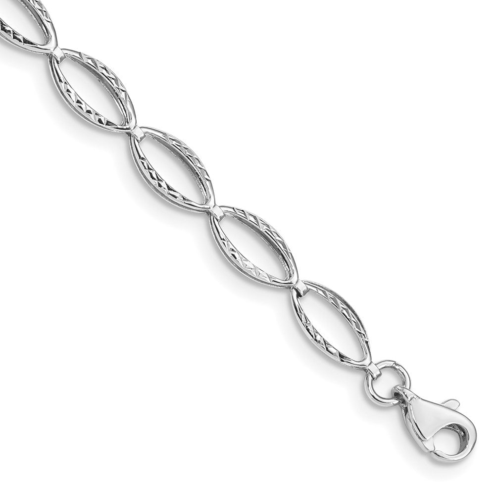 14k White Gold Polished Oval Link Bracelet 7.5 inches