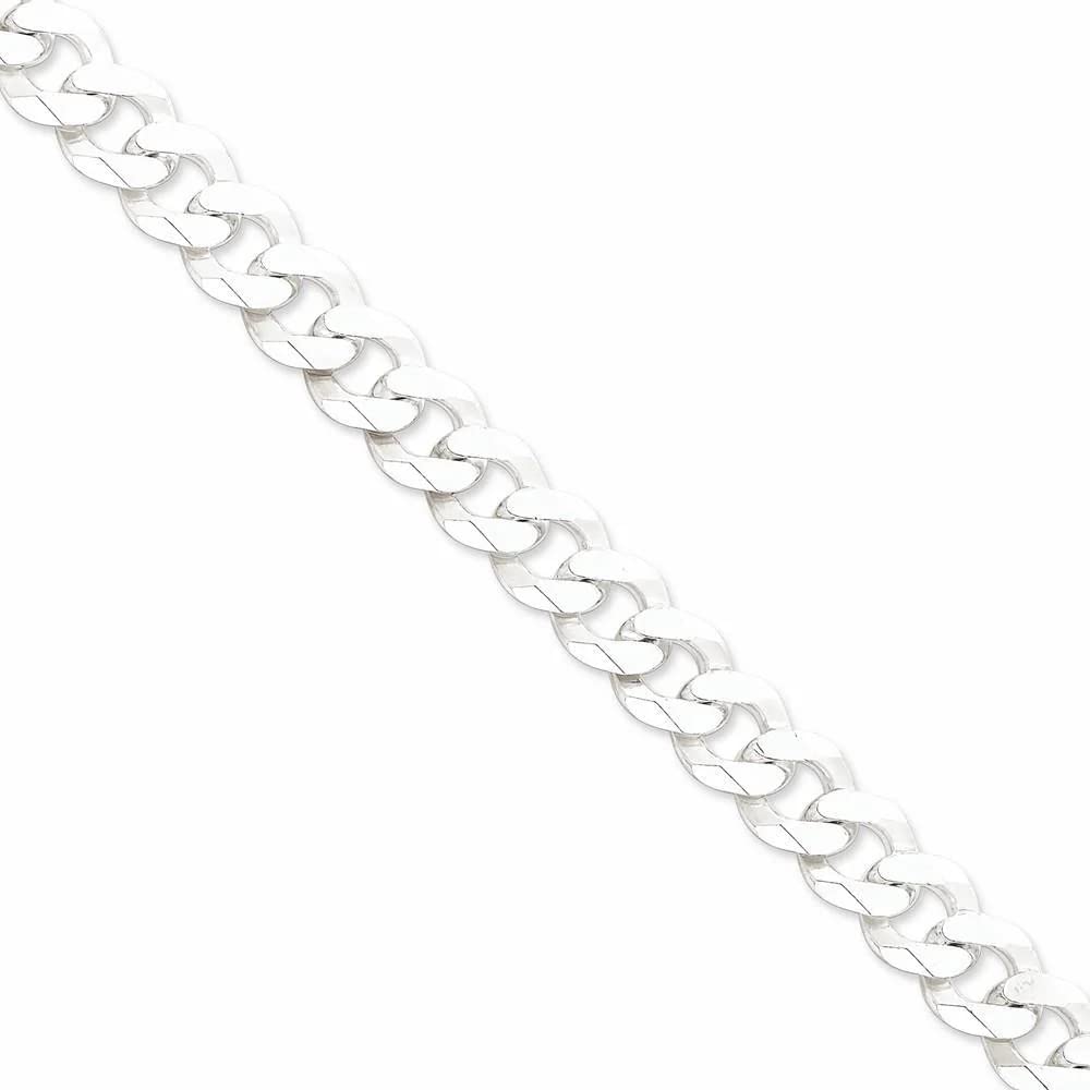 925 Sterling Silver Solid Polished 13mm Beveled Curb Chain Bracelet 8 Inch Lobster Claw Jewelry Gifts for Women