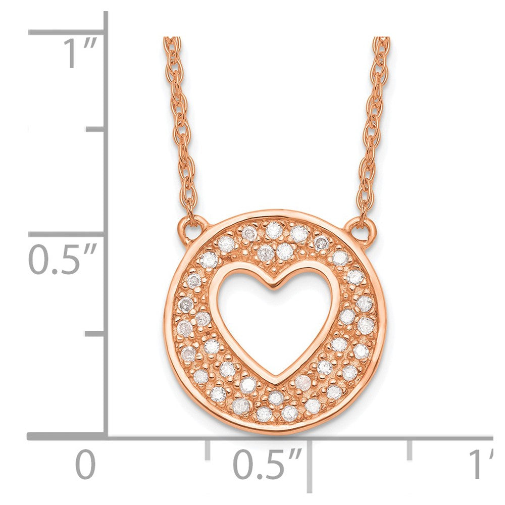 SS and Rose Gold Plated Diamond Heart in Circle with 2 in ext Necklace