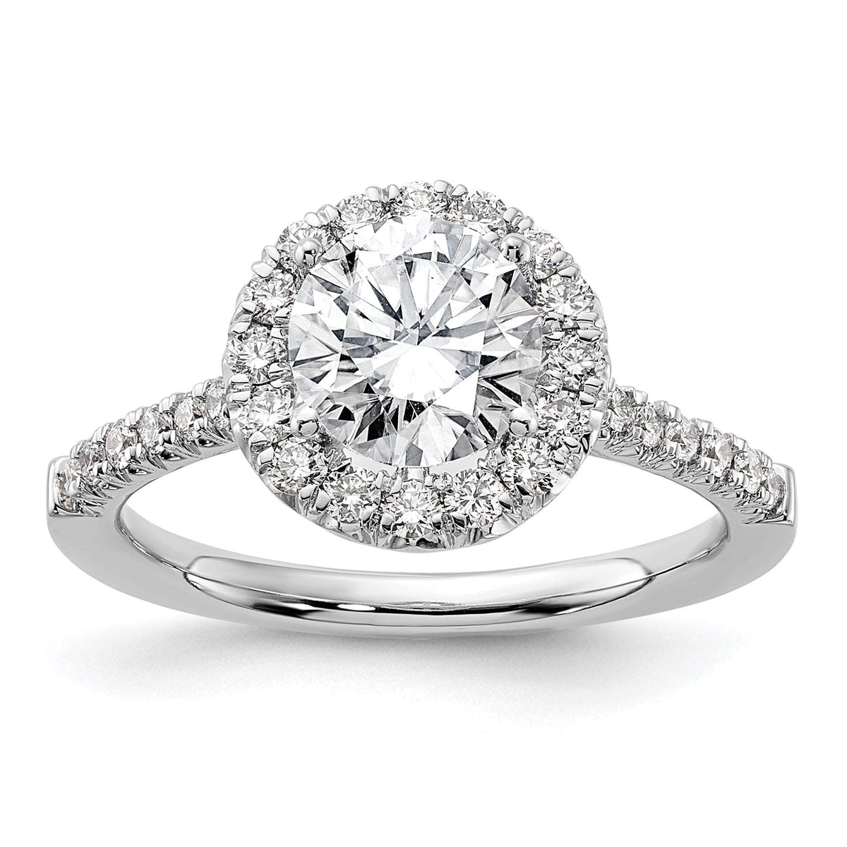 14k White Gold 1/2 carat Lab Grown Diamond VS/SI+ G+ 1 1/2 carat Center Round Semi Mount Engagement Ring