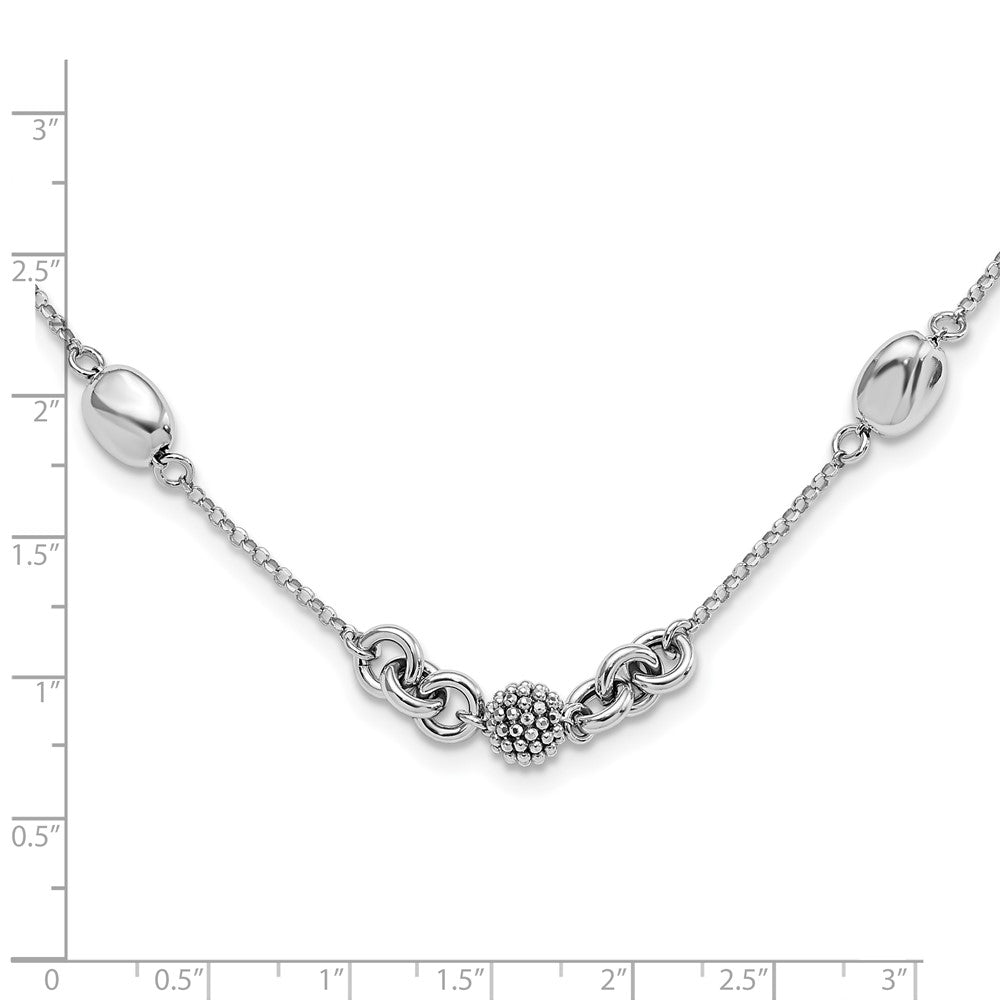 Sterling Silver Rhodium-plated Beaded Fancy Necklace