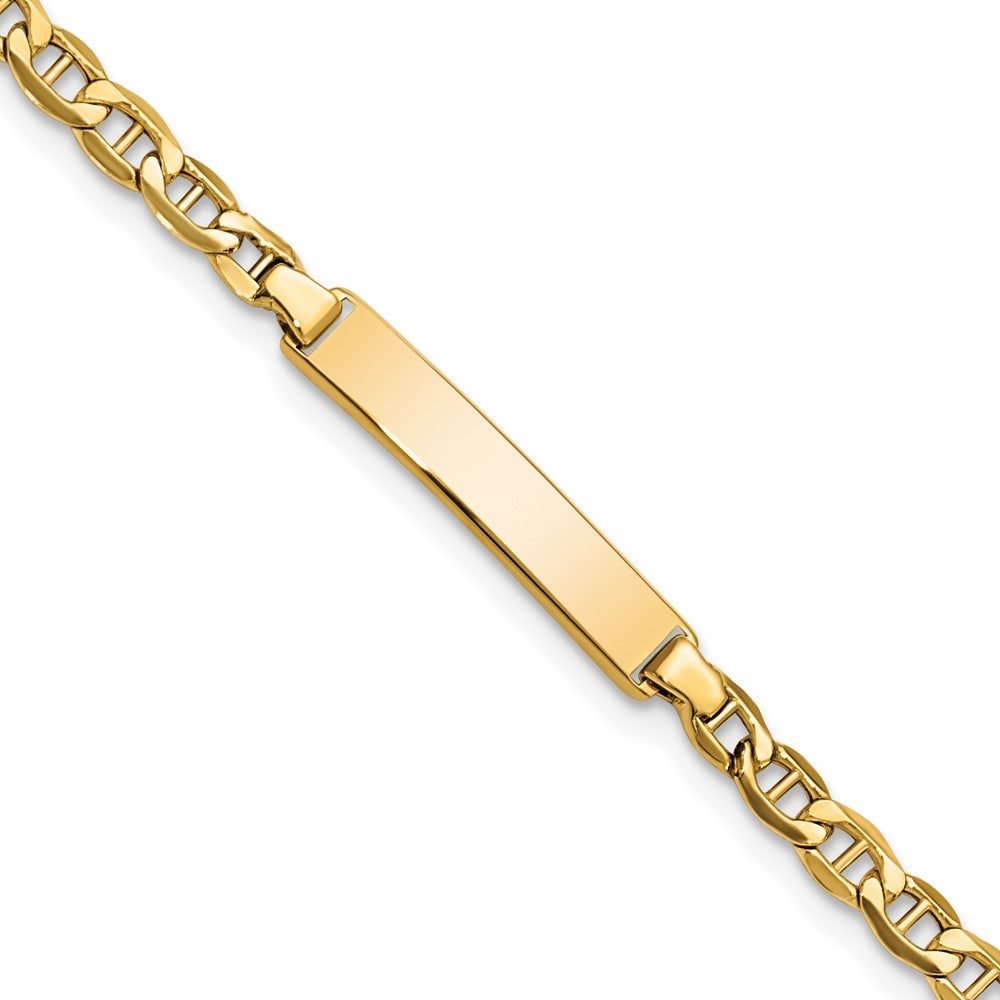 14k Semi-Solid Anchor Link ID Bracelet 7 inches