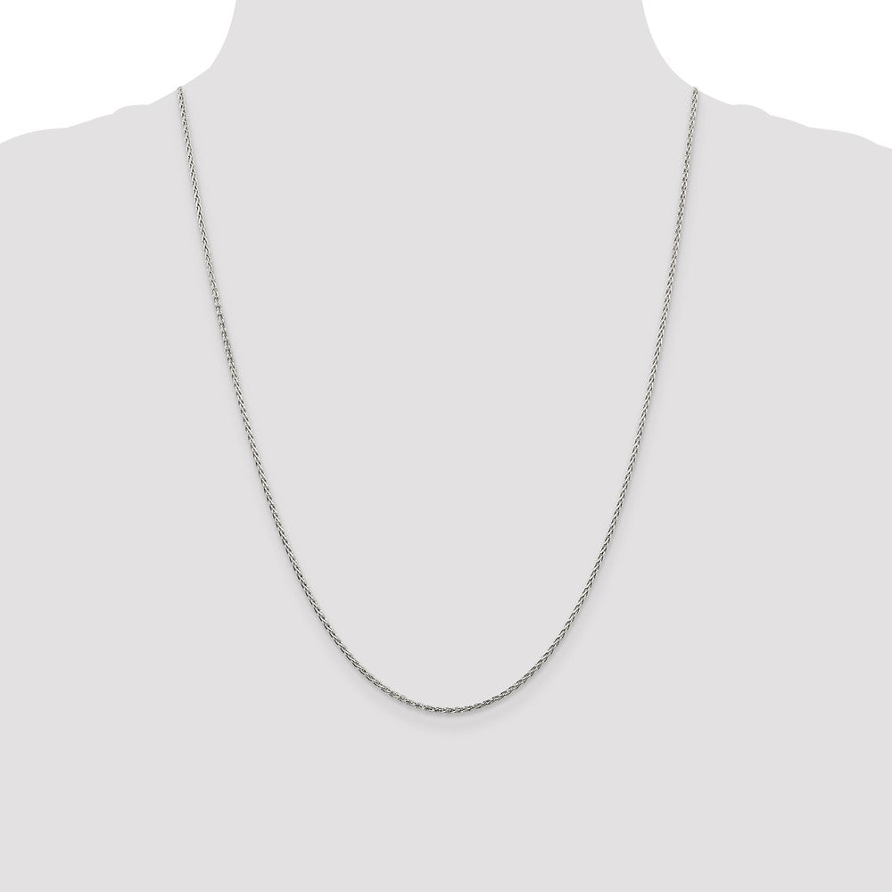 Sterling Silver Rhodium-plated 1.5mm Diamond-Cut Spiga Chain 24 Inches
