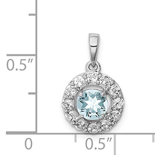 Sterling Silver Rhodium Plated White Topaz & Aquamarine Pendant