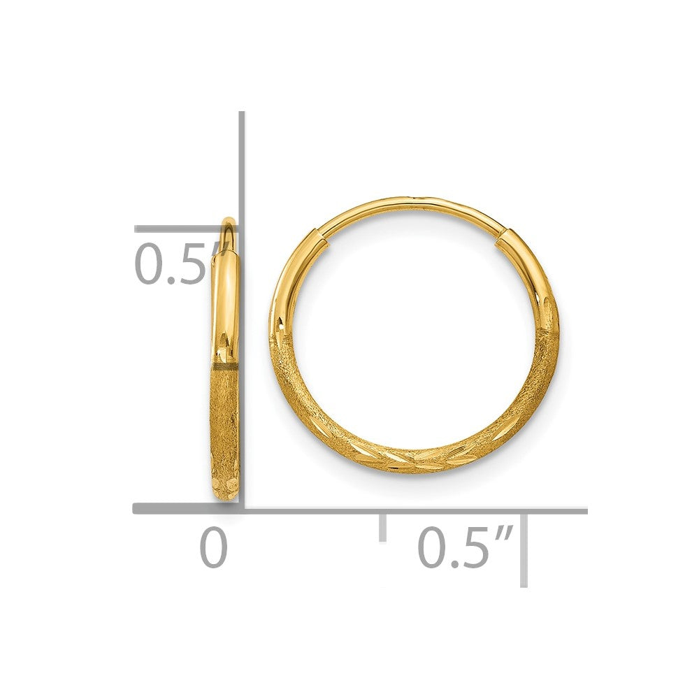 14k 1.0mm Diamond-cut Endless Hoop Earring