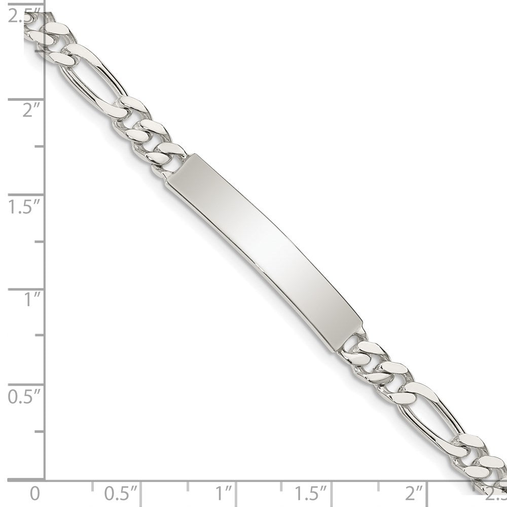Sterling Silver Polished Engraveable Figaro Link ID Bracelet 7.5 inches