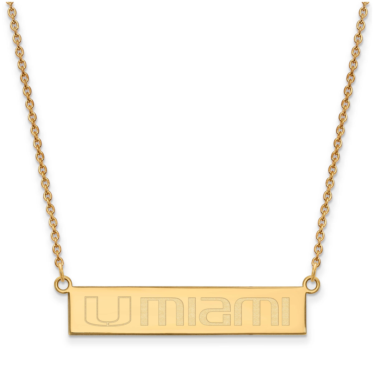 Women's Miami Hurricanes Gold Plated Small Bar Necklace