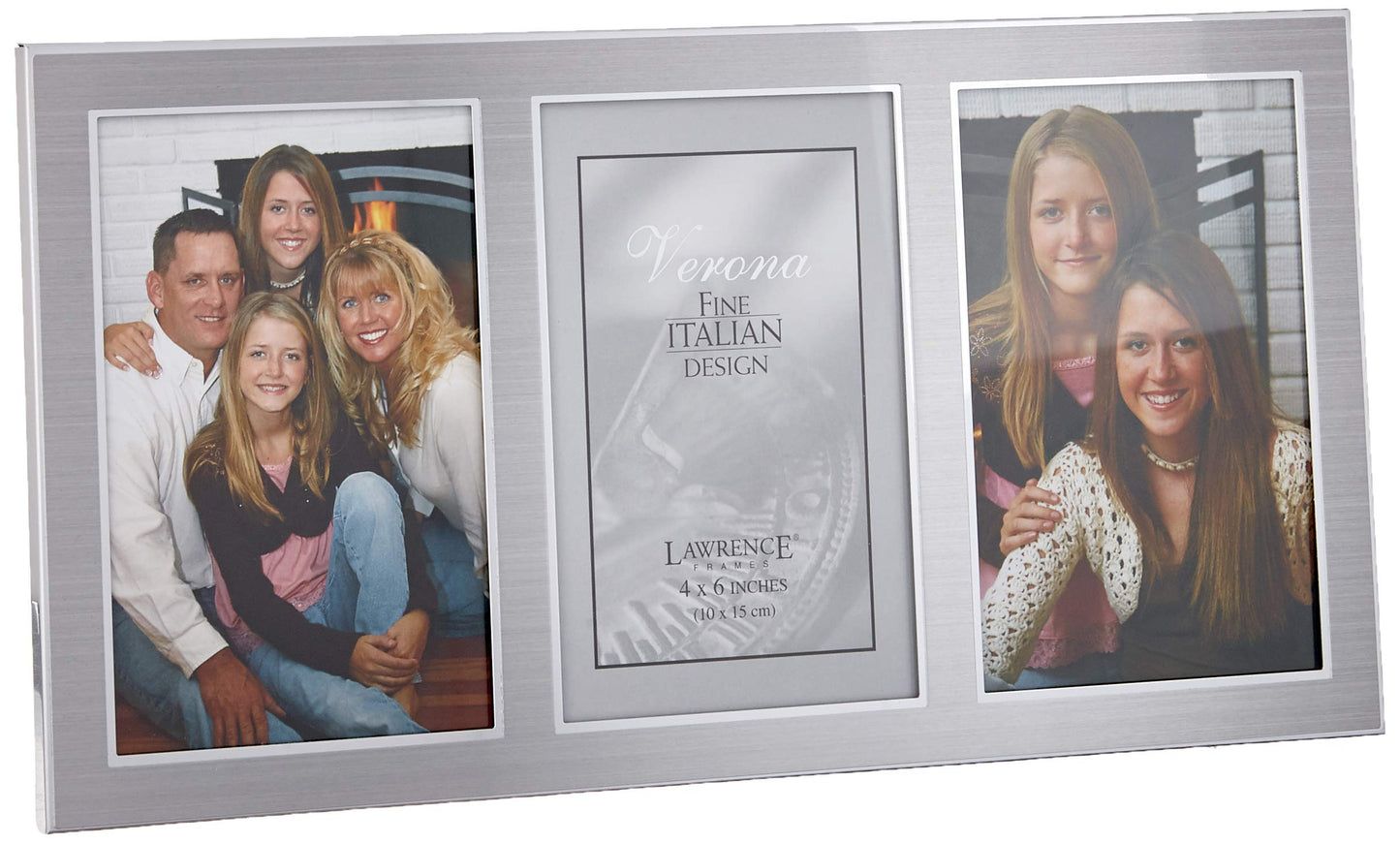 Brushed Silver Metal and Shiny Metal Two Tone 4x6 Triple Opening Panel