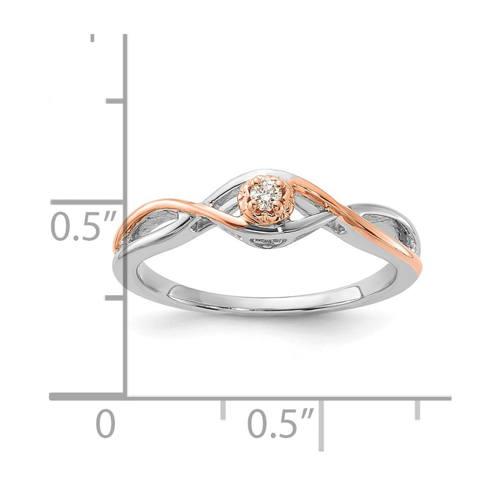 Sterling Silver w/ 10k Rose Accent Polished Twisted Diamond Ring
